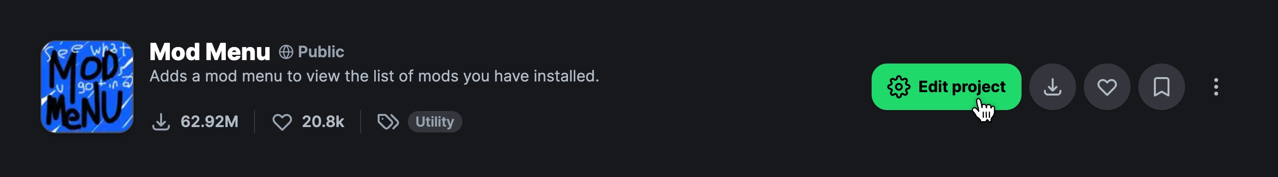 Project page header showing the primary action as "Edit project" for the creator